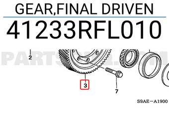 Honda 41233RFL010 GEAR,FINAL DRIVEN