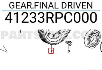 Honda 41233RPC000 GEAR,FINAL DRIVEN
