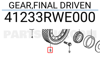 Honda 41233RWE000 GEAR,FINAL DRIVEN