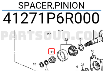 Honda 41271P6R000 SPACER,PINION