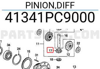 Honda 41341PC9000 PINION,DIFF