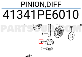 Honda 41341PE6010 PINION,DIFF