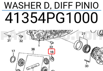 Honda 41354PG1000 WASHER D, DIFF PINIO