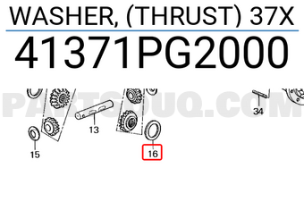 Honda 41371PG2000 WASHER, (THRUST) 37X