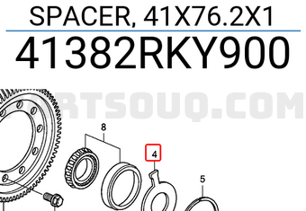 Honda 41382RKY900 SPACER, 41X76.2X1