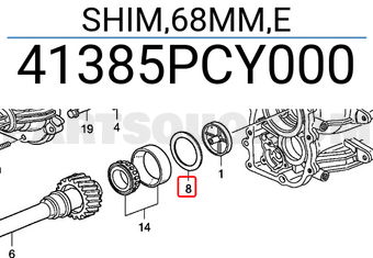 Honda 41385PCY000 SHIM,68MM,E