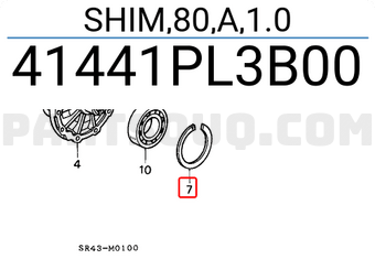 Honda 41441PL3B00 SHIM,80,A,1.0