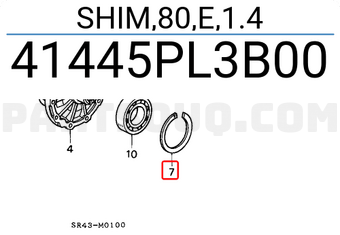 Honda 41445PL3B00 SHIM,80,E,1.4