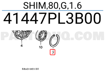 Honda 41447PL3B00 SHIM,80,G,1.6