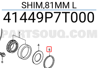 Honda 41449P7T000 SHIM,81MM L