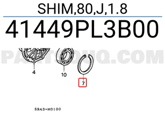 Honda 41449PL3B00 SHIM,80,J,1.8