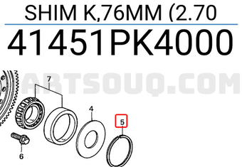 Honda 41451PK4000 SHIM K,76MM (2.70