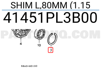 Honda 41451PL3B00 SHIM L,80MM (1.15
