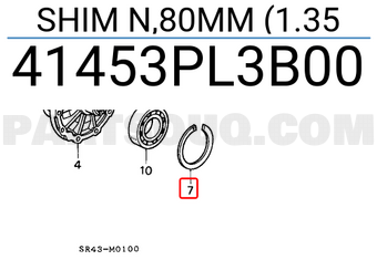 Honda 41453PL3B00 SHIM N,80MM (1.35