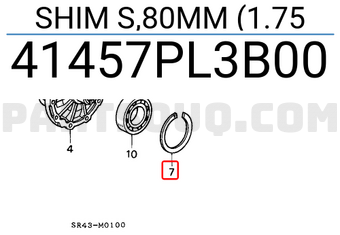 Honda 41457PL3B00 SHIM S,80MM (1.75