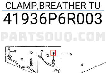 Honda 41936P6R003 CLAMP,BREATHER TU