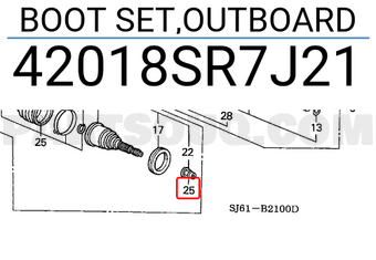 Honda 42018SR7J21 BOOT SET,OUTBOARD