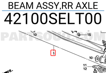 Honda 42100SELT00 BEAM ASSY,RR AXLE