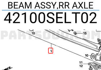 Honda 42100SELT02 BEAM ASSY,RR AXLE