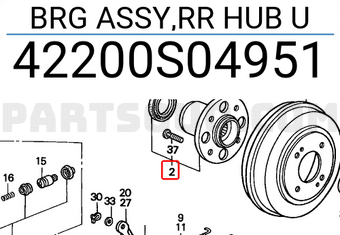 Honda 42200S04951 BRG ASSY,RR HUB U
