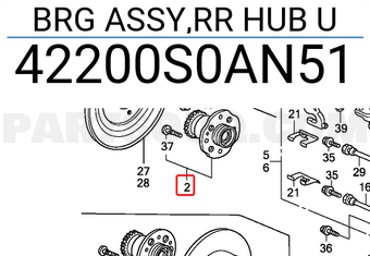 Honda 42200S0AN51 BRG ASSY,RR HUB U