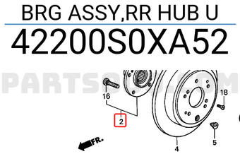 Honda 42200S0XA52 BRG ASSY,RR HUB U