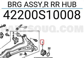 Honda 42200S10008 BRG ASSY,R RR HUB