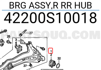 Honda 42200S10018 BRG ASSY,R RR HUB