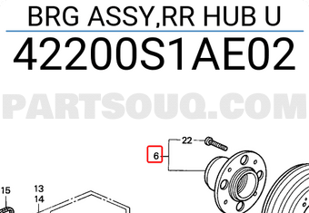 Honda 42200S1AE02 BRG ASSY,RR HUB U