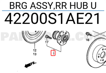 Honda 42200S1AE21 BRG ASSY,RR HUB U