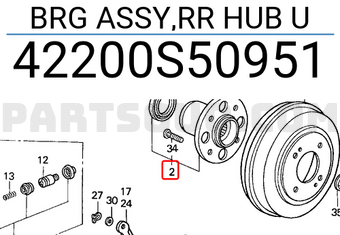 Honda 42200S50951 BRG ASSY,RR HUB U