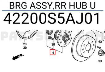 Honda 42200S5AJ01 BRG ASSY,RR HUB U