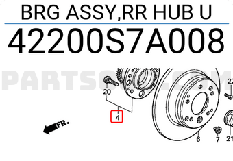 Honda 42200S7A008 BRG ASSY,RR HUB U