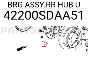 Honda 42200SDAA51 BRG ASSY,RR HUB U