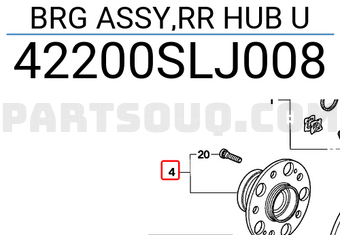 Honda 42200SLJ008 BRG ASSY,RR HUB U