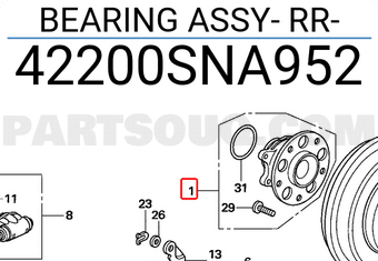 Honda 42200SNA952 BEARING ASSY- RR
