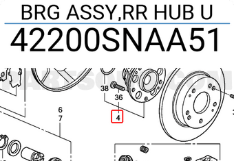 Honda 42200SNAA51 BRG ASSY,RR HUB U