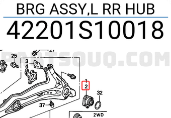 Honda 42201S10018 BRG ASSY,L RR HUB