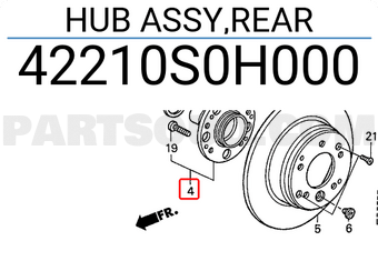 Honda 42210S0H000 HUB ASSY,REAR