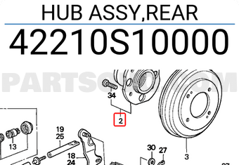 Honda 42210S10000 HUB ASSY,REAR