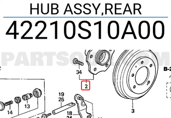 Honda 42210S10A00 HUB ASSY,REAR