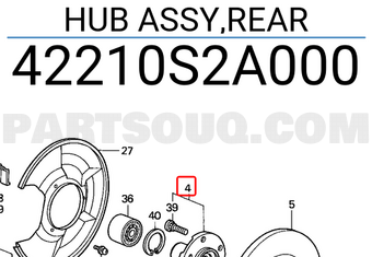 Honda 42210S2A000 HUB ASSY,REAR