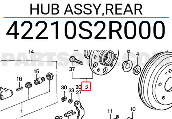 Honda 42210S2R000 HUB ASSY,REAR