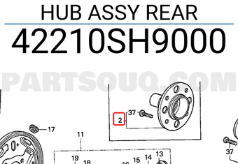 Honda 42210SH9000 HUB ASSY REAR
