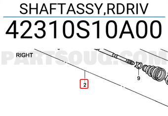 Honda 42310S10A00 SHAFTASSY,RDRIV