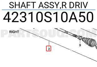 Honda 42310S10A50 SHAFT ASSY,R DRIV