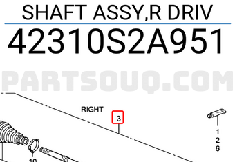 Honda 42310S2A951 SHAFT ASSY,R DRIV