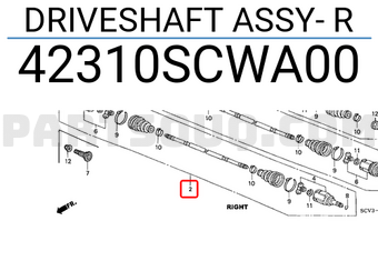 Honda 42310SCWA00 DRIVESHAFT ASSY- R