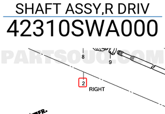 Honda 42310SWA000 SHAFT ASSY,R DRIV