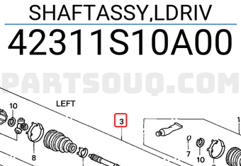 Honda 42311S10A00 SHAFTASSY,LDRIV